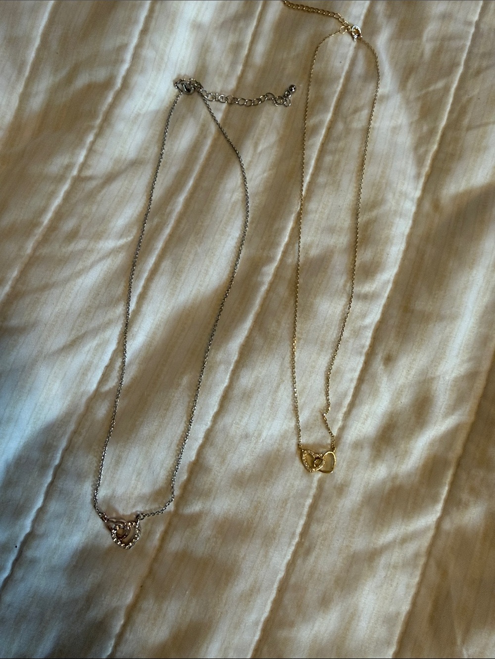 Delicate Heart Pendant Necklace - Gold and Silver